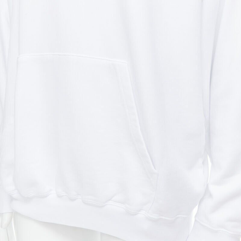 BALENCIAGA 2018 black Gothic Tattoo logo embroidery white cotton hoodie M