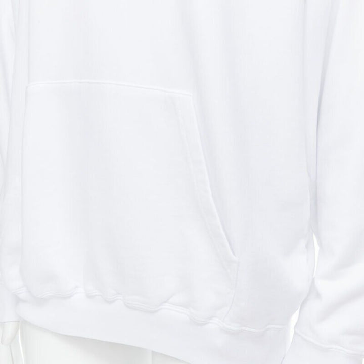 BALENCIAGA 2018 black Gothic Tattoo logo embroidery white cotton hoodie M