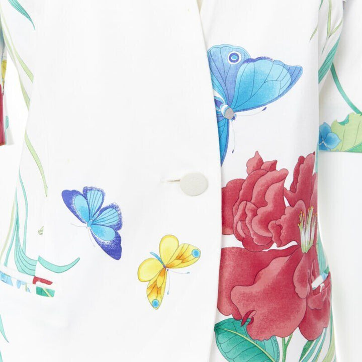 vintage LEONARD 90's white oriental floral butterflly print short sleeve jacket