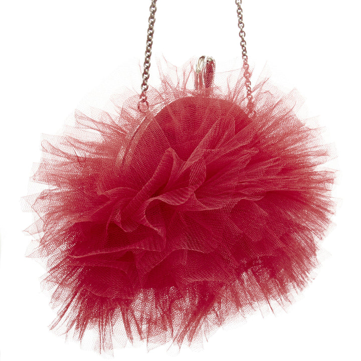 CHRISTIAN LOUBOUTIN Tutulle red tulle strass crystal heel clasp clutch bag