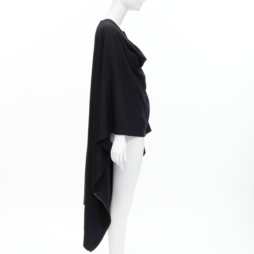 ISSEY MIYAKE 1980s Vintage black wool side zip draped cowl neck coat JP9