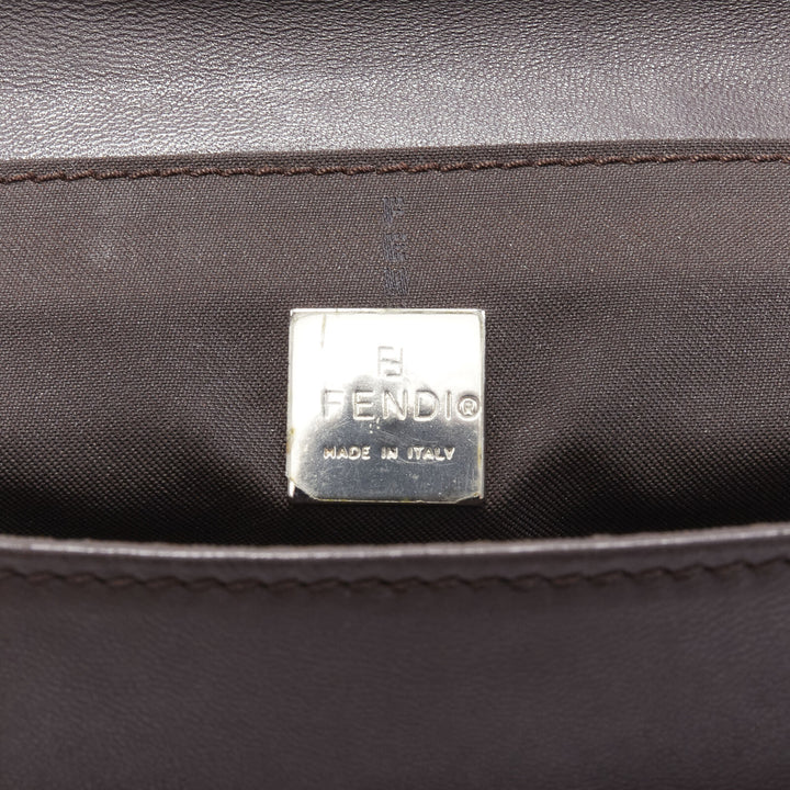 vintage FENDI brown buckle flap multi pocket top handle satchenl bag