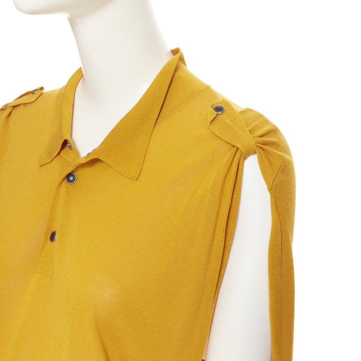 TOGA ARCHIVES mustard yellow knit polo draped skirt boxy casual dress JP1 M
