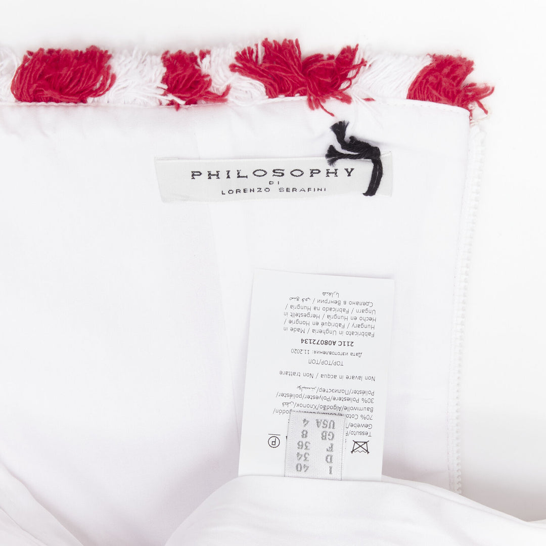PHILOSOPHY DI LORENZO SERAFINI red white tartan plaid corset top IT40 S