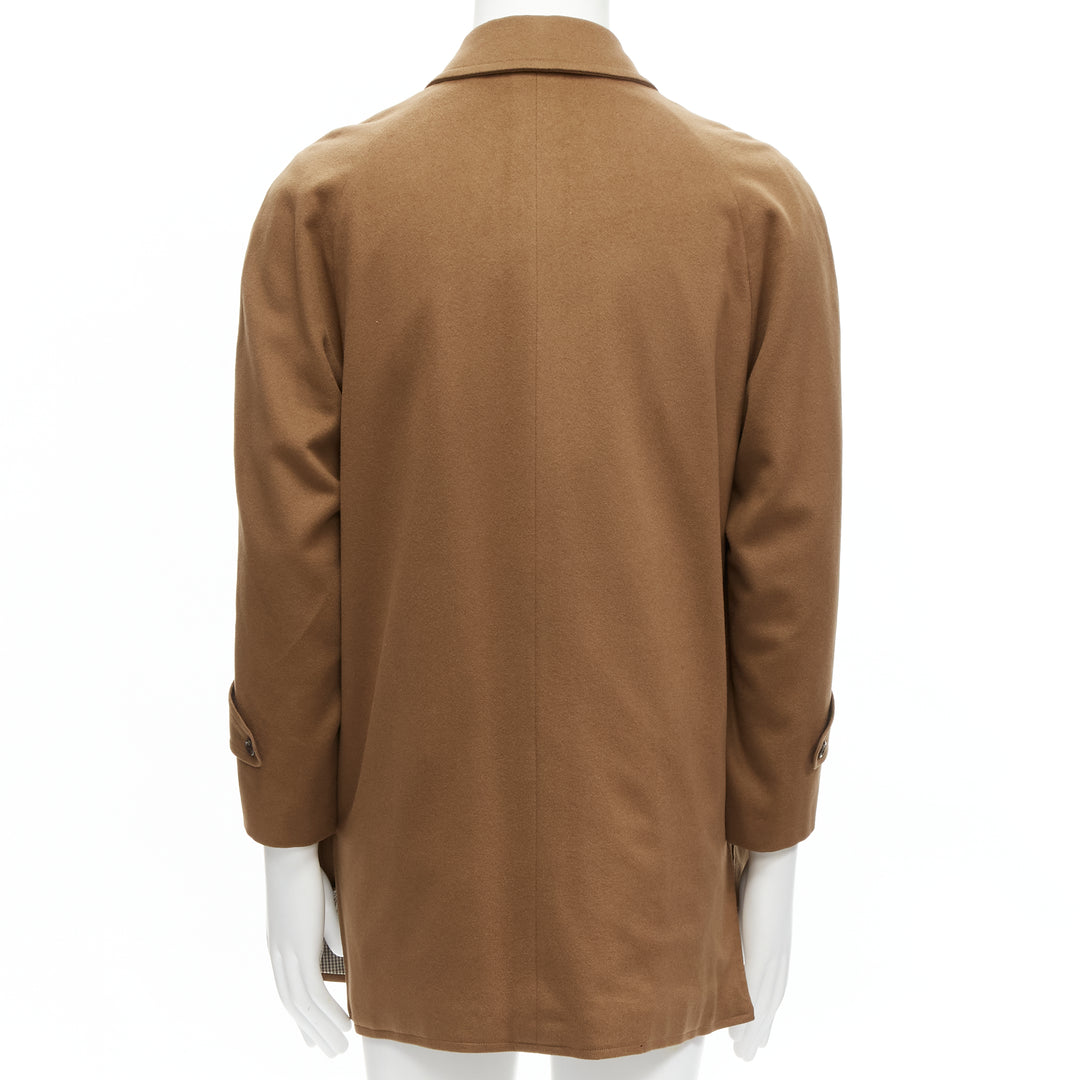 LORO PIANA 100% cashmere brown invisible buttons minimal coat XS
