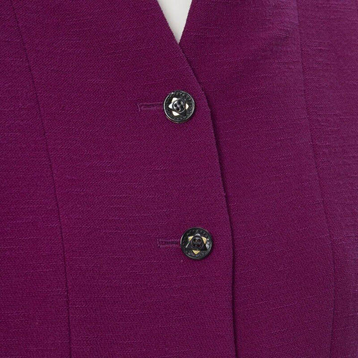 vintage KARL LAGERFELD purple wool graphic button paneled blazer skirt suit FR36
