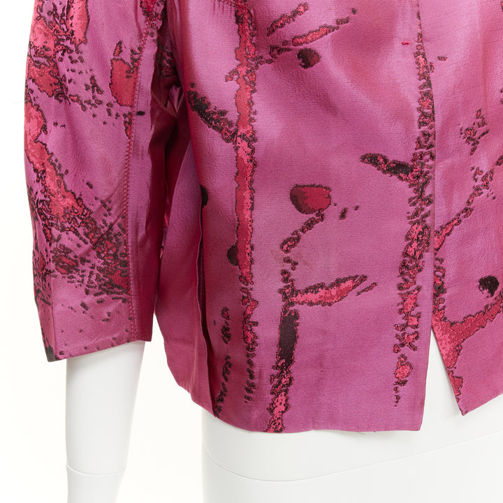 SHIATZY CHEN purple oriental abstract silk brocade cropped jacket IT44 L