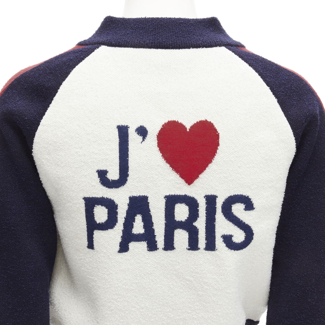 CHRISTIAN DIOR 2021 I Love Paris wool cropped track jacket zip bomber FR34 XS