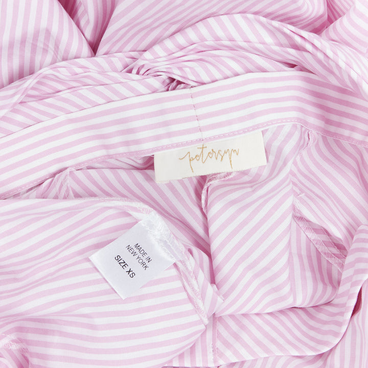 PETERSYN Belle pink white striped cotton tie front wide leg jumpsuit XS