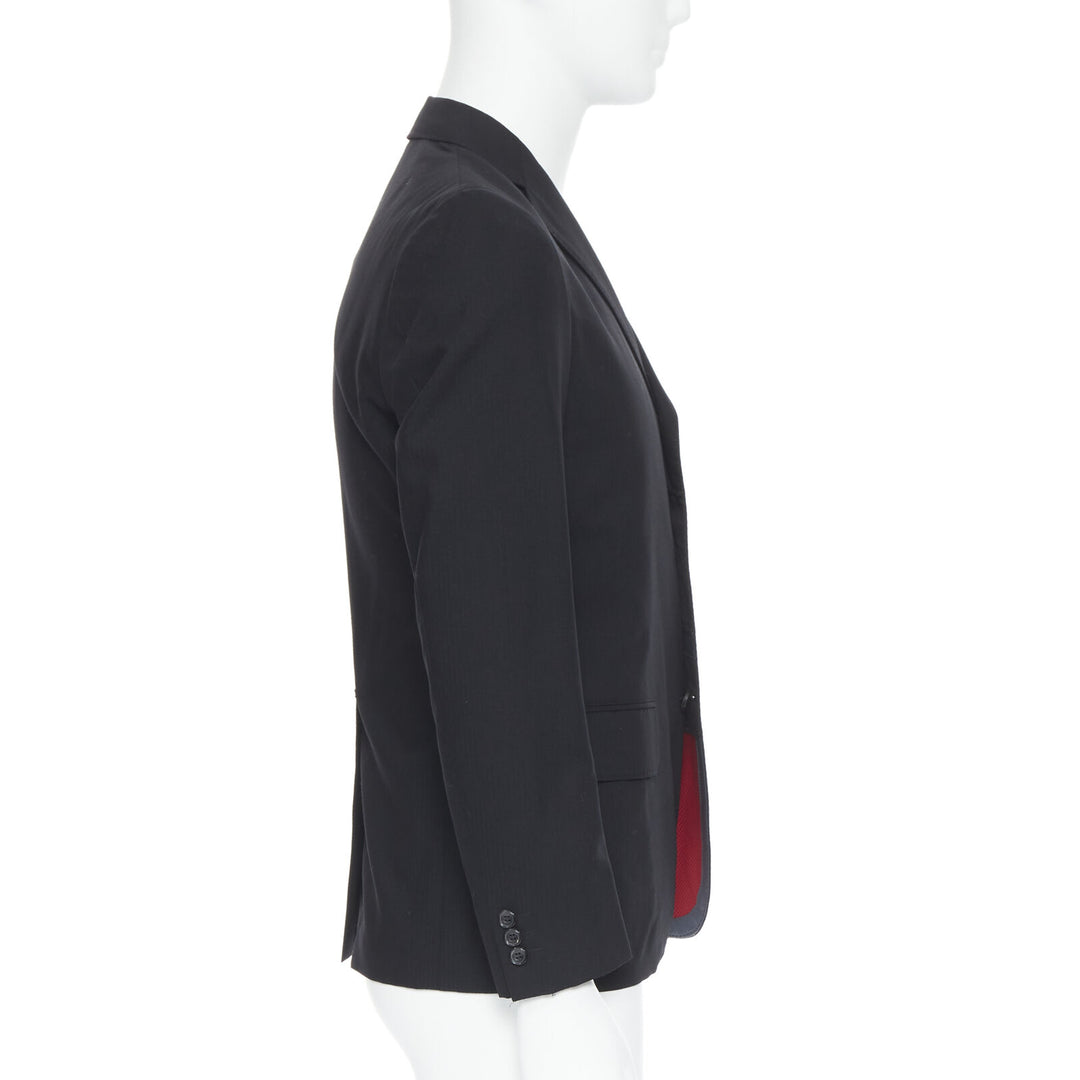 COMME DES GARCONS 2013 black pinstripe wool sportswear construction blazer XS