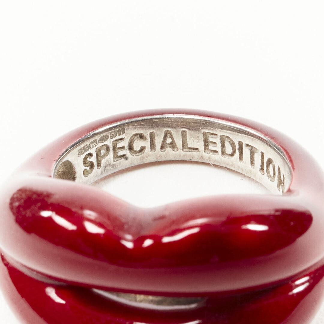 HOTLIPS BY SOLANGE (RED) Special Edition Hotlips red enamel sterling silver ring