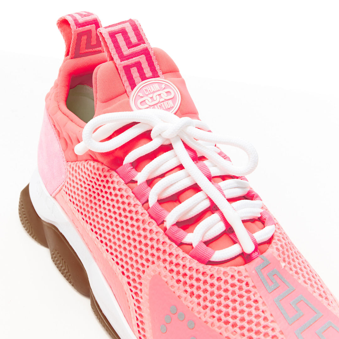 VERSACE Cross Chainer fluorescent neon pink mesh low top sneaker EU41 US8