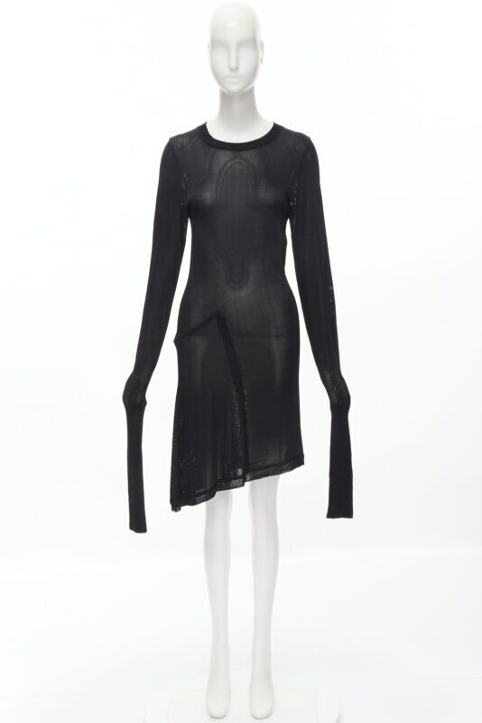 COMME DES GARCONS Vintage 1980s black extra long sleeves angular sweater dress