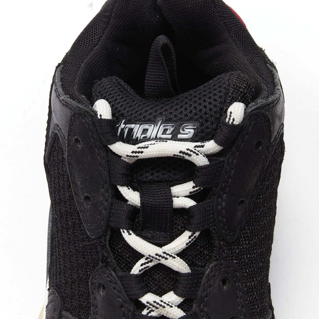 BALENCIAGA Triple S black mesh white red triple sole chunky sneaker EU37