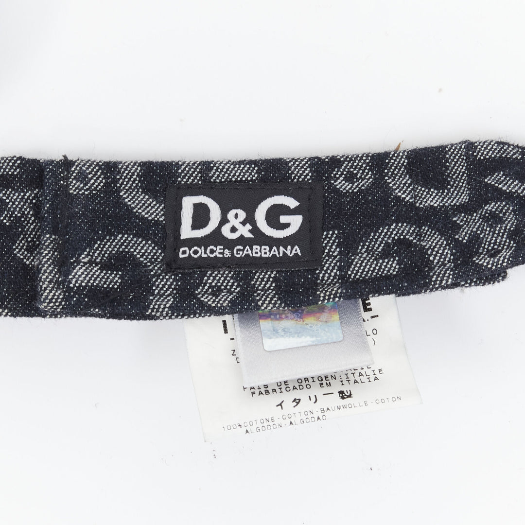vintage DOLCE GABBANA blue D&G logo denim jacquard gold embroidery visor hat XS