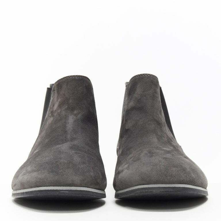 TOD'S No Code dark grey suede elastic gusset round toe flat ankle bootie EU37