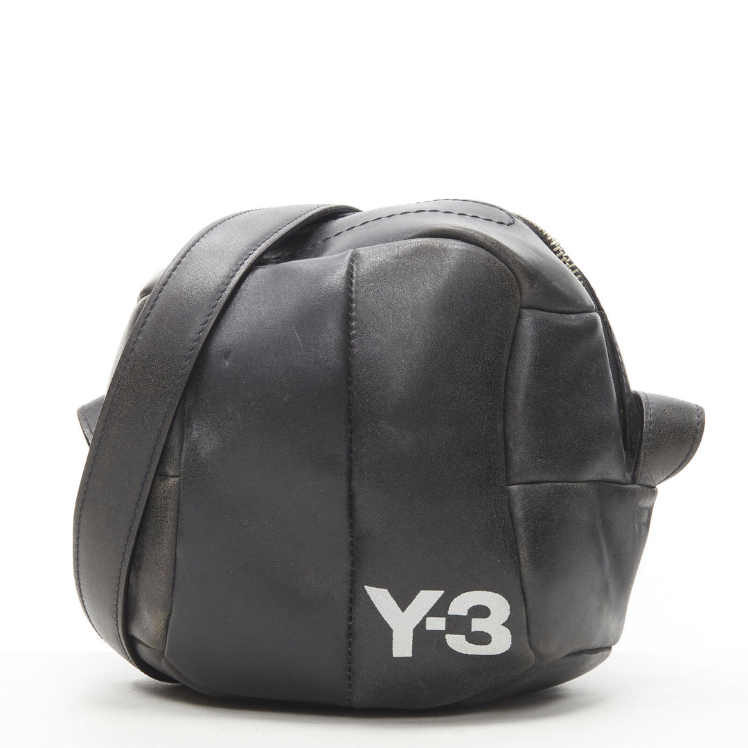rare Y3 YOHJI YAMAMOTO ADIDAS volleyball distressed leather crossbody bag