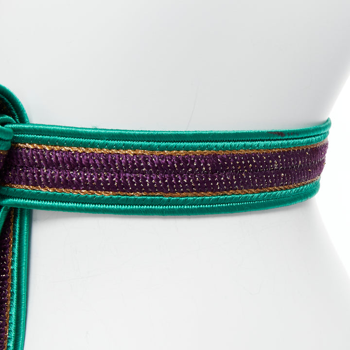 YVES SAINT LAURENT Rive Gauche Vintage green purple gold tassel hobo waist belt