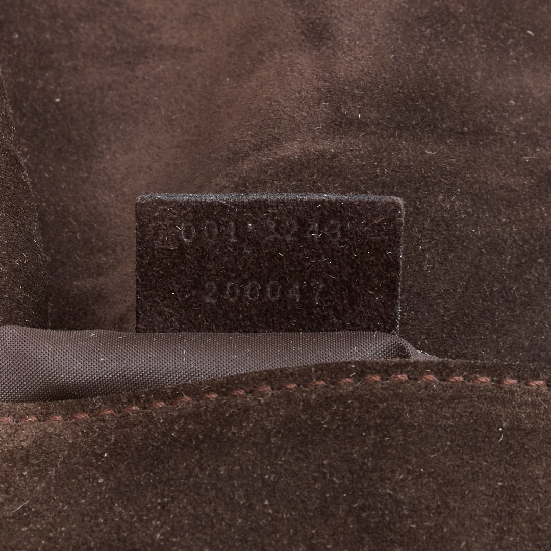 GUCCI Vintage brown bamboo handle suede leather flap shoulder bag