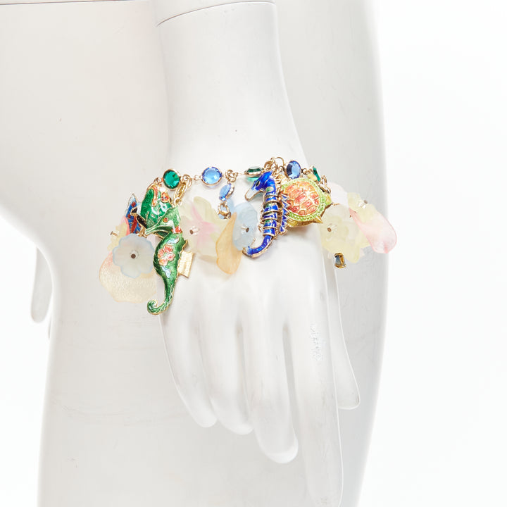 ERICKSON BEAMON colorful flower sea creatures crystal acrylic bracelet