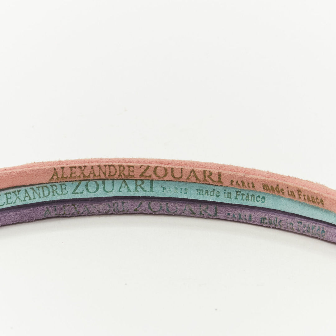 ALEXANDER ZOUARI LOT OF 3 pink teal purple suede crystal embellished headband