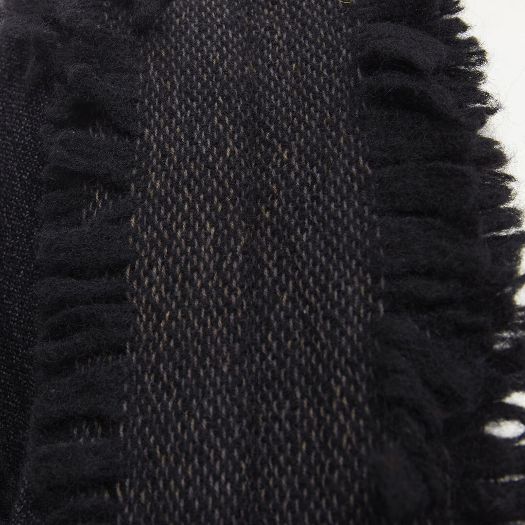 ISSEY MIYAKE 1980's Vintage grey wool fringe oversized wrap Cocoon coat M rare
