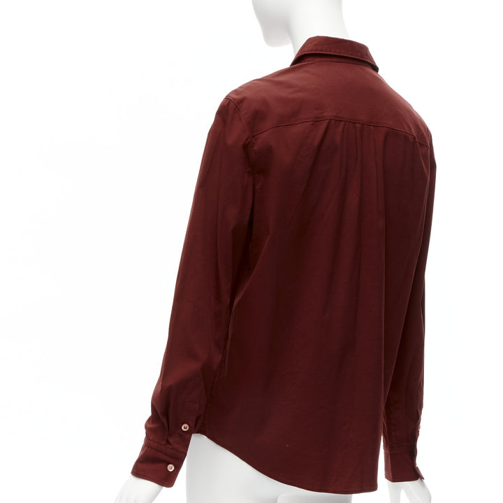PRADA 1997 Vintage red double flap pocket button front dress shirt IT44 L