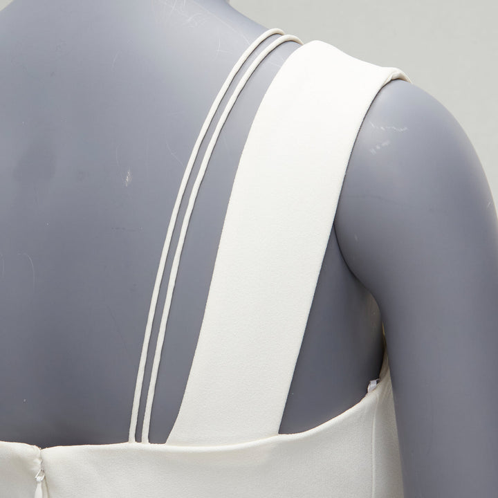 VICTORIA BECKHAM white asymmetric straps bias cut A-line knee dress UK8 S
