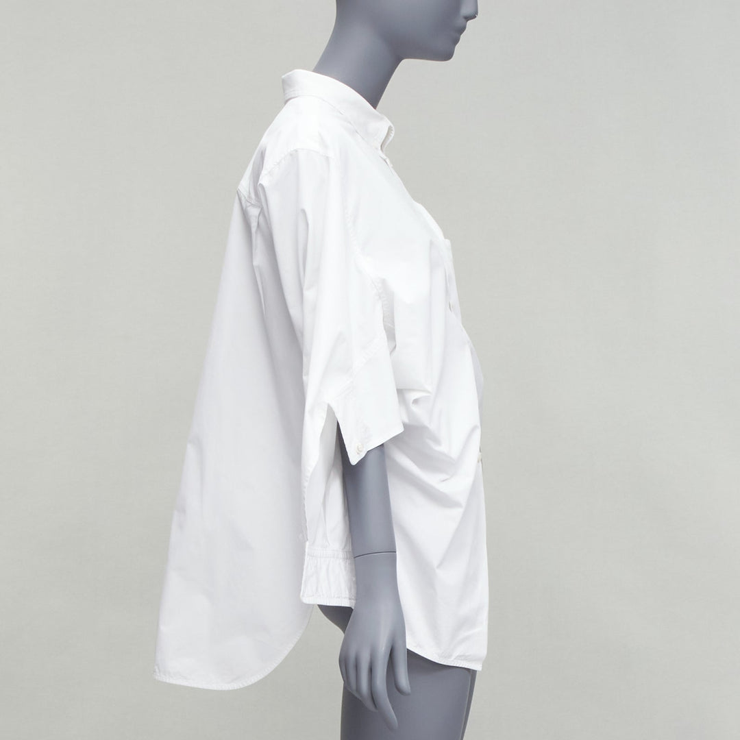 BALENCIAGA 2022 white BB desconstructed kimono sleeve oversized shirt FR36 S