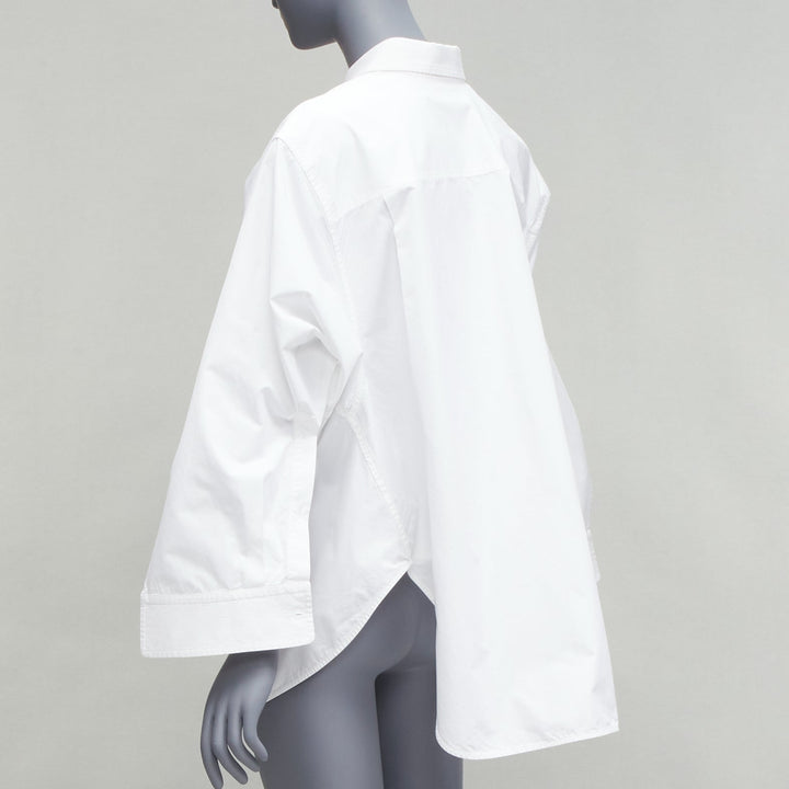 BALENCIAGA 2022 white BB desconstructed kimono sleeve oversized shirt FR36 S