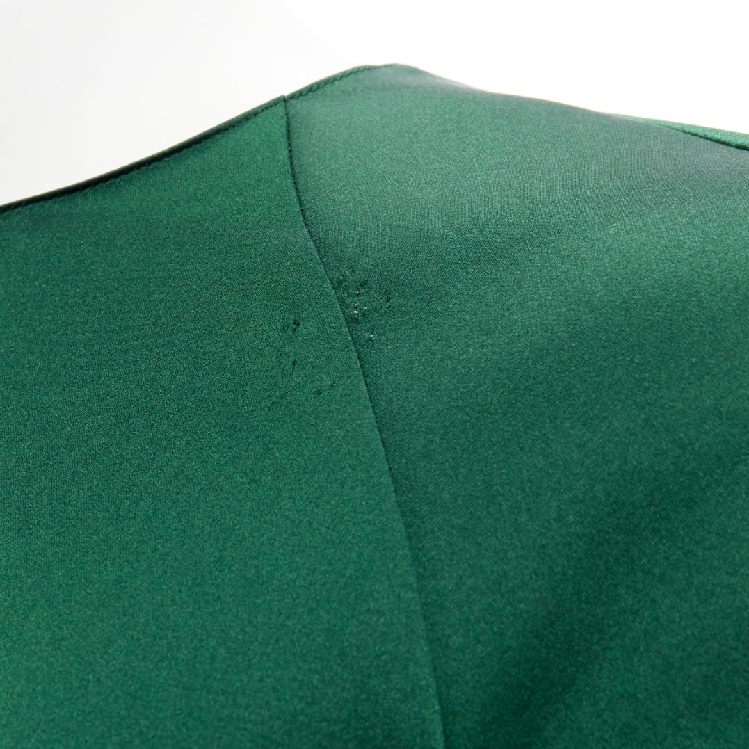 VALENTINO 100% silk dark green satin minimal lux raglan crop top IT38 XS