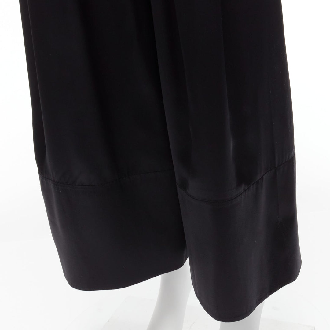 GIVENCHY RICCARDO TISCI black 100% silk satin high waisted wide leg pants